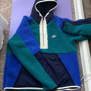 Nike Sherpa Anorak—Geode Teal/Obsidian/Royal Blue